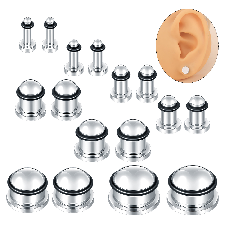 Body Jewelry Ear Plugs - 1 çift Paslanmaz Çelik Kulak Tüneli