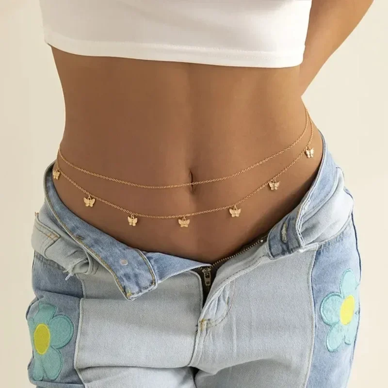 Body Jewelry Women - Yeni Charm Seksi Çift Katmanlı Kelebek