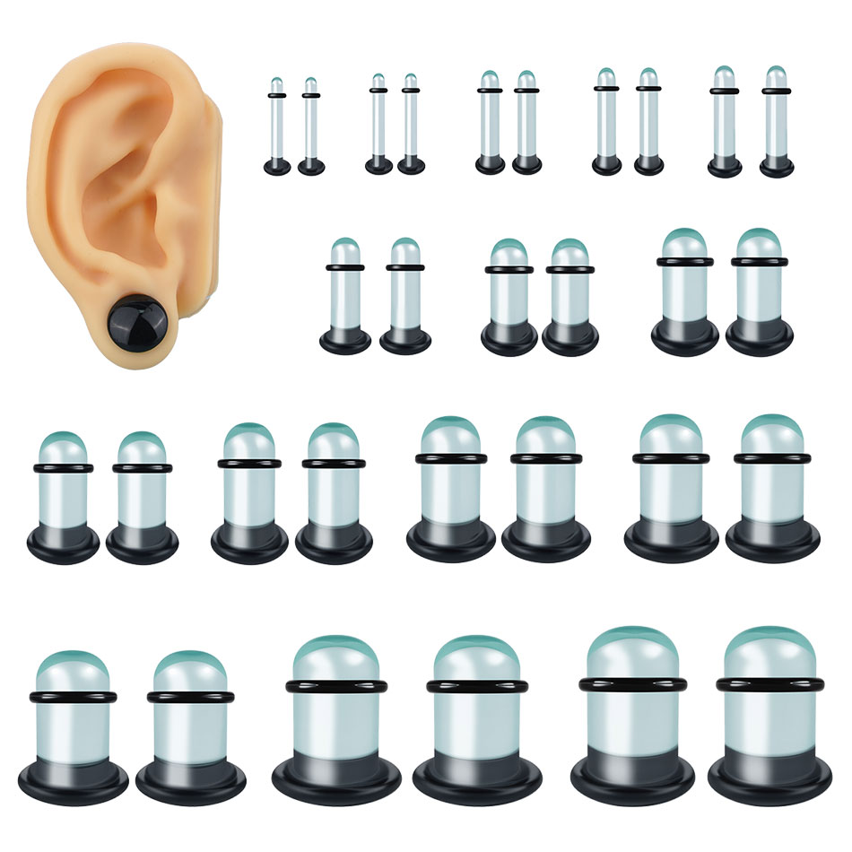 Body Jewelry Ear Plugs - 2 adet Cam Kulak Göstergeleri Germe
