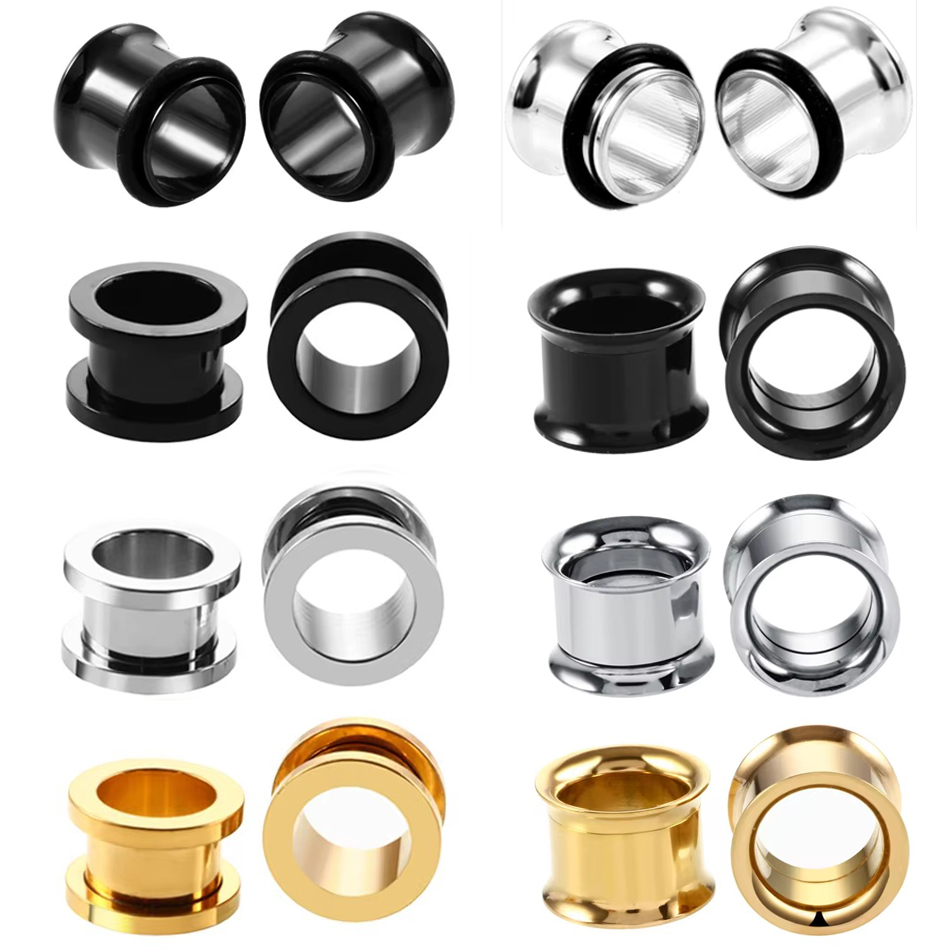 Body Jewelry Ear Plugs - 1 çift Paslanmaz Çelik Kulak Tıkaçları