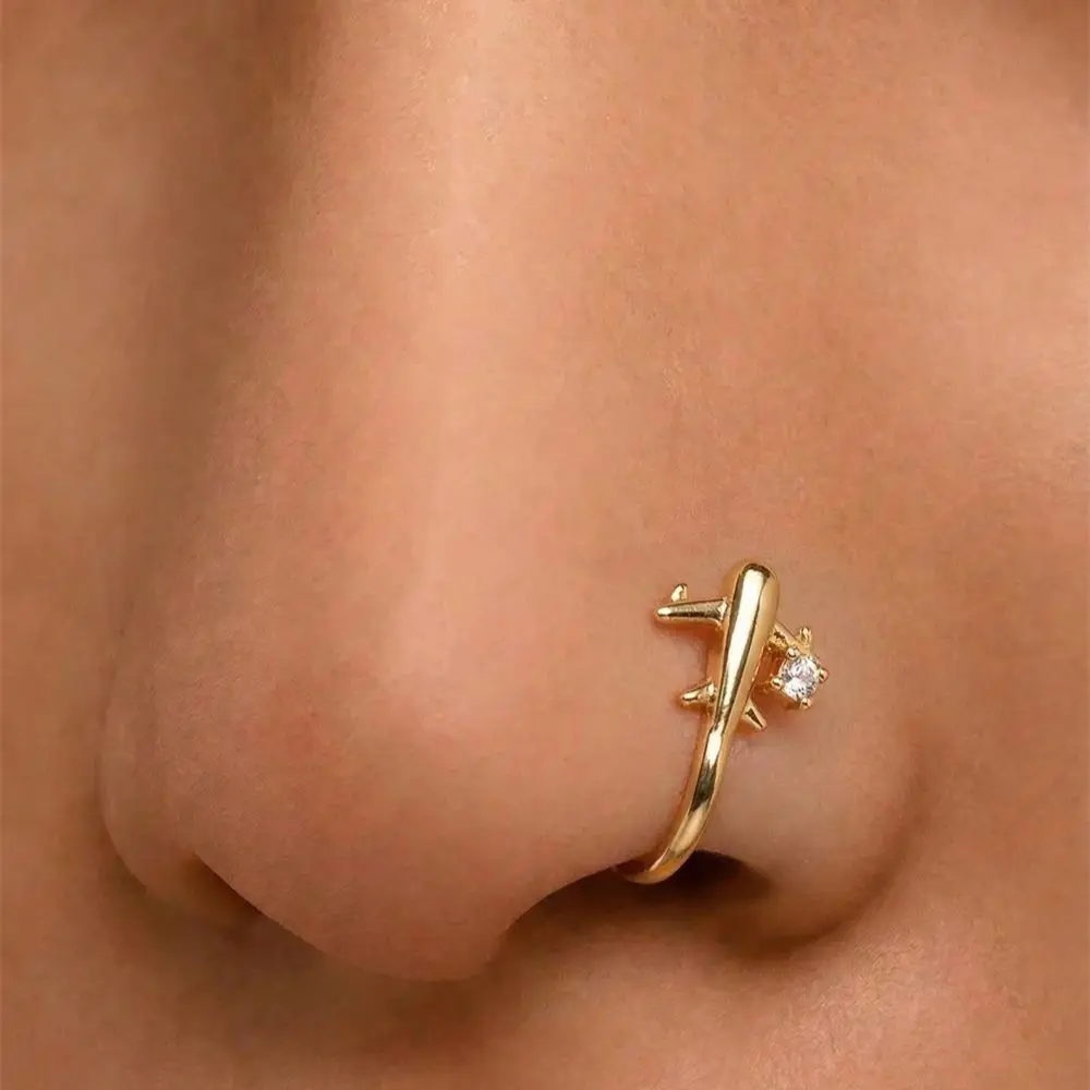 Body Jewelry Hot - 1 Adet Uçak Tasarımlı Deliksiz Burun