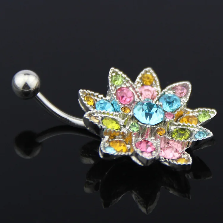 Body Jewelry Hot - Sıcak paslanmaz çelik Cz kristal çiçek